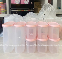 Bộ 8 Hộp Trữ Khô Tupperware  2.3L & 1.1L - Nắp Hồng - Tupperware Trung Chính Hãng
