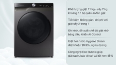 Máy giặt sấy Samsung WD11T734DBX/SV Inverter 11kg