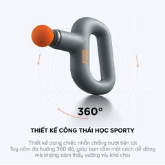 Máy Massage Thể Thao Cầm Tay Hakii Wake, 3 Cấp Độ, 3 Đầu Massage, Thiết Kế 360 - Chính Hãng BH 12 Tháng Dizisport