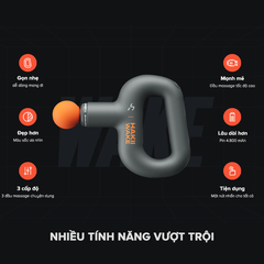 Máy Massage Thể Thao Cầm Tay Hakii Wake, 3 Cấp Độ, 3 Đầu Massage, Thiết Kế 360 - Chính Hãng BH 12 Tháng Dizisport