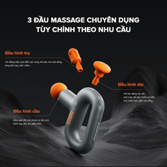 Máy Massage Thể Thao Cầm Tay Hakii Wake, 3 Cấp Độ, 3 Đầu Massage, Thiết Kế 360 - Chính Hãng BH 12 Tháng Dizisport