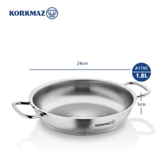 Chảo inox 18/10 quai 2 bên Korkmaz Proline 24cm - 1.8L