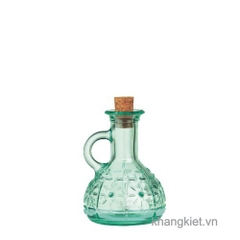 Bình rót gia vị thủy tinh C.H Olivia 220ml màu xanh ngọc nút bần họa tiết dập nổi phong cách vintage