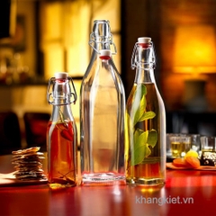 Chai thủy tinh tròn nắp cài kín hơi Giara 500ml, 1 Lít