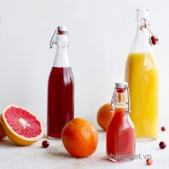 Chai thủy tinh tròn nắp cài kín hơi Giara 500ml, 1 Lít