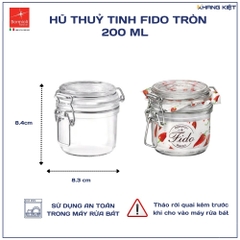 Hũ thuỷ tinh Fido nắp cài thân tròn 200 ml