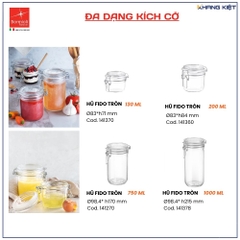 Hũ thuỷ tinh Fido nắp cài kín hơi thân tròn 750 ml I Chính hãng