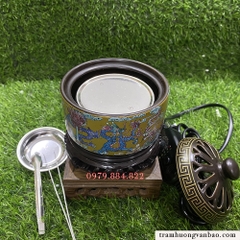 Lư điện xông Trầm Hương, tinh dầu và bột họa tiết rồng mới M18