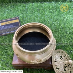 Lư đồng xông trầm hương, trầm nụ kèm đôn, chạm khắc tinh xảo họa tiết rồng phượng