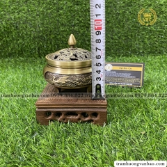 Lư xông trầm bằng đồng, chạm khắc rồng phượng tinh xảo mẫu 2