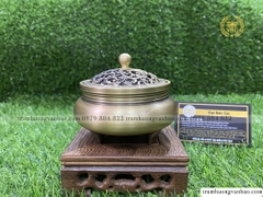 Lư đồng xông trầm hương, trầm nụ - Lư trơn nắp họa tiết
