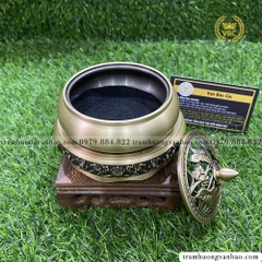 Bộ lư và đế đồng xông trầm hương, trầm nụ - Họa tiết trơn, nắp sen