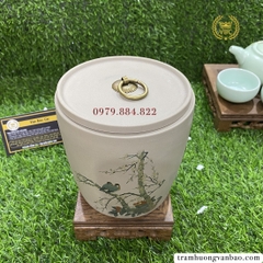 Hũ đựng trà bằng gốm họa tiết đẹp
