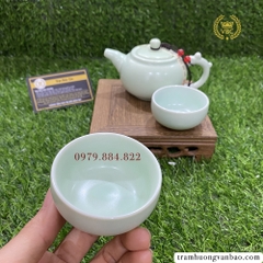 Bộ Ấm Chén Cao Cấp pha trà bằng gốm sứ có kèm hộp đựng có quai xách, Ấm dung tích 160ml, Thích hơp đi du lịch dã ngoại