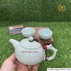 Bộ Ấm Chén Cao Cấp pha trà bằng gốm sứ có kèm hộp đựng có quai xách, Ấm dung tích 160ml, Thích hơp đi du lịch dã ngoại