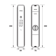 Khóa cửa gỗ Hafele PP9000 có pin (912.20.293, 912.20.289)