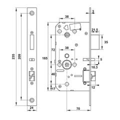 Khóa cửa gỗ Hafele PP9000 có pin (912.20.293, 912.20.289)