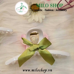 Kẹp tóc 2 mặt hoa sứ và nơ