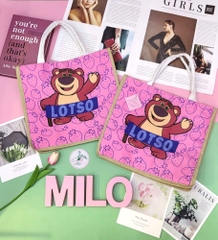 Túi cói gấu dâu Lotso cute size to