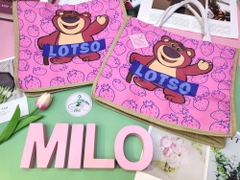 Túi cói gấu dâu Lotso cute size to