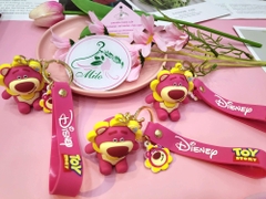 Móc khóa gấu Lotso bông hoa kèm dây đeo chữ Disney Toy Story