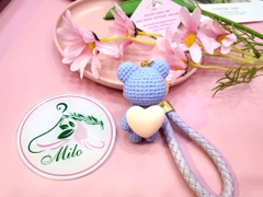 Móc khóa gấu bear resin trái tim kiểu đen len cute