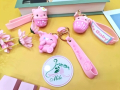 Móc khóa heo con hồng kèm dây đeo chữ Baby - Pink
