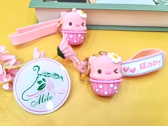 Móc khóa heo con hồng kèm dây đeo chữ Baby - Pink