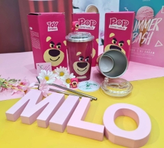 Ly giữ nhiệt gấu dâu Lotso full charm gấu - Pop Coffee Tumbler 450ml