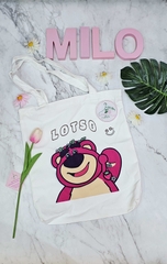 Túi tote Canvas gấu dâu Lotso cao cấp (có khóa kéo)