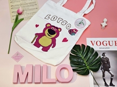 Túi tote Canvas gấu dâu Lotso cao cấp (có khóa kéo)