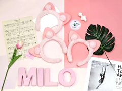 Băng đô lông tai gấu cục bông (màu hồng)