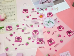 Túi zip gấu dâu Lotso (size 17cm x 21cm)