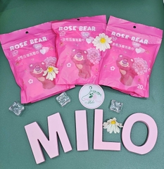 Khăn nén tẩy trang gấu dâu Lotso - Rose Bear (túi 20 viên)