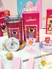 Ly giữ nhiệt gấu dâu Lotso 450ml - Love Bear (mẫu mới)