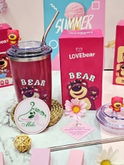 Ly giữ nhiệt gấu dâu Lotso 450ml - Love Bear (mẫu mới)