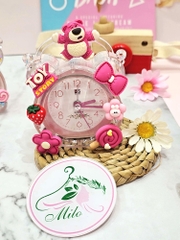 Đồng hồ gấu dâu Lotso - Crystal Alarm Clock (kèm sticker)
