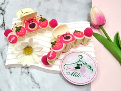 Kẹp tóc gấu dâu + chữ Lotso (charm lông)