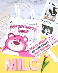 Túi tote canvas gấu dâu Lotso + Melody (Quảng Châu)