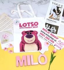 Túi tote canvas gấu dâu Lotso + Melody (Quảng Châu)
