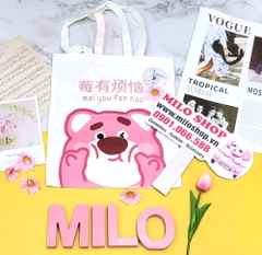 Túi tote canvas gấu dâu Lotso + Melody (Quảng Châu)