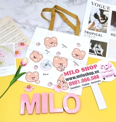 Túi tote Quảng Châu hình gấu họa tiết chữ happy bear