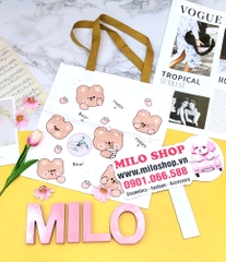 Túi tote Quảng Châu hình gấu họa tiết chữ happy bear