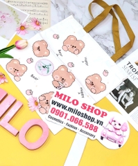 Túi tote Quảng Châu hình gấu họa tiết chữ happy bear