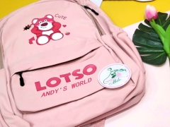 Balo Quảng Châu gấu dâu họa tiết chữ Lotso