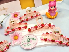 Kẹp tóc sticker gấu dâu Lotso & quả dâu