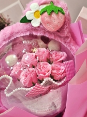 Bó hoa quả cầu gấu dâu Lotso full hộp (kèm đèn + thiệp)