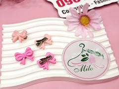 Kẹp tóc mái nơ hồng cute (set 2 cái)