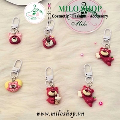 Móc khóa balo mini họa tiết hoạt hình (gấu dâu + hoạt hình)