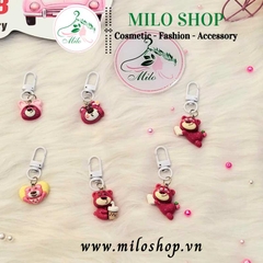 Móc khóa balo mini họa tiết hoạt hình (gấu dâu + hoạt hình)